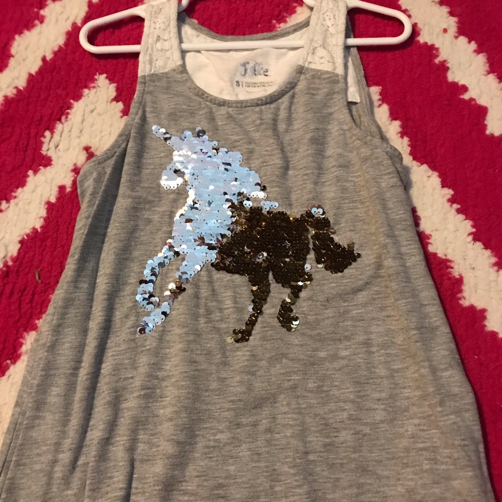 girls justice flip sequin unicorn tank top